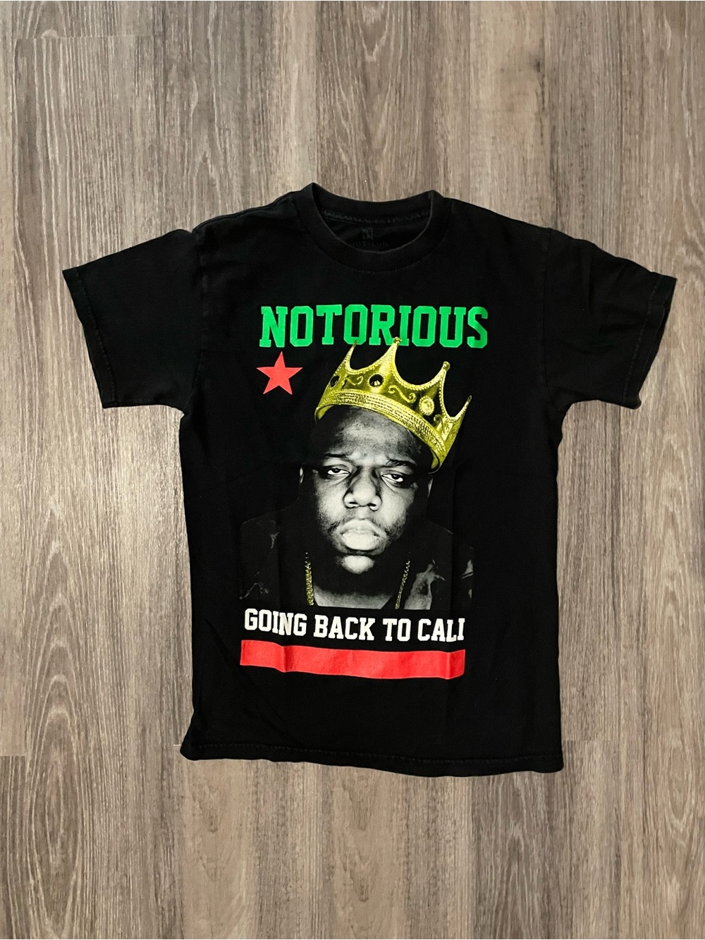 Notorious Graphic Short Sleeve Tee in Black with Neon Green & Gold Accents